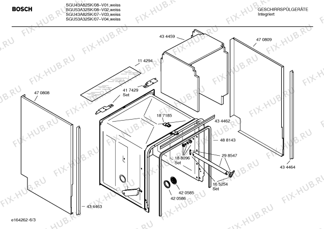 Схема №3 SGU43A72SK с изображением Передняя панель для посудомойки Bosch 00435074