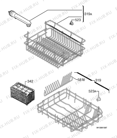 Взрыв-схема посудомоечной машины Aeg F.4450W - Схема узла Basket 160