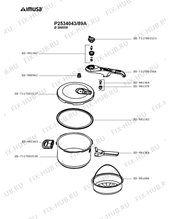 Схема №1 P2534045/89A с изображением Сотейника Seb SS-7117001538