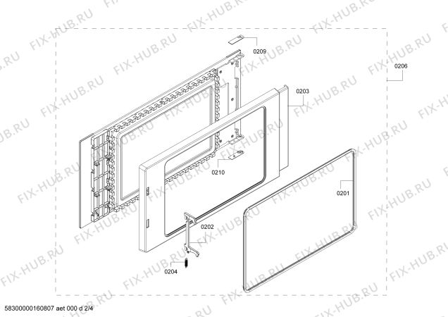 Схема №2 C54L60S0GB с изображением Дверь для плиты (духовки) Bosch 00770972