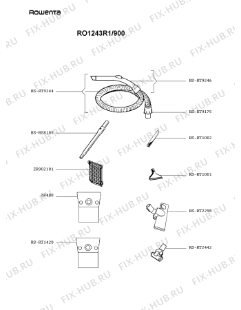 Взрыв-схема пылесоса Rowenta RO1243R1/900 - Схема узла 7P003546.7P2