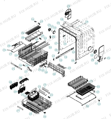 Взрыв-схема посудомоечной машины Asko D5894 XXL FI AU   -Titanium (340333, DW90.3) - Схема узла 02