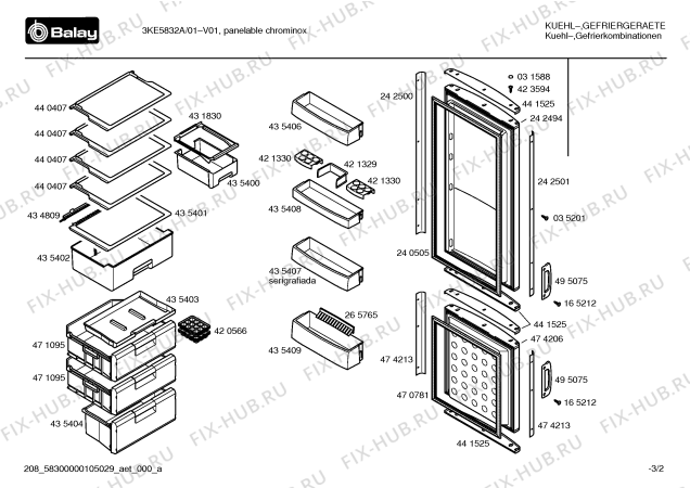 Схема №3 3KE5832A с изображением Дверь морозильной камеры для холодильника Bosch 00474206