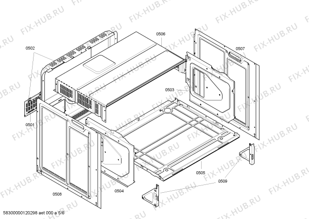 Взрыв-схема плиты (духовки) Siemens HB650510S - Схема узла 05