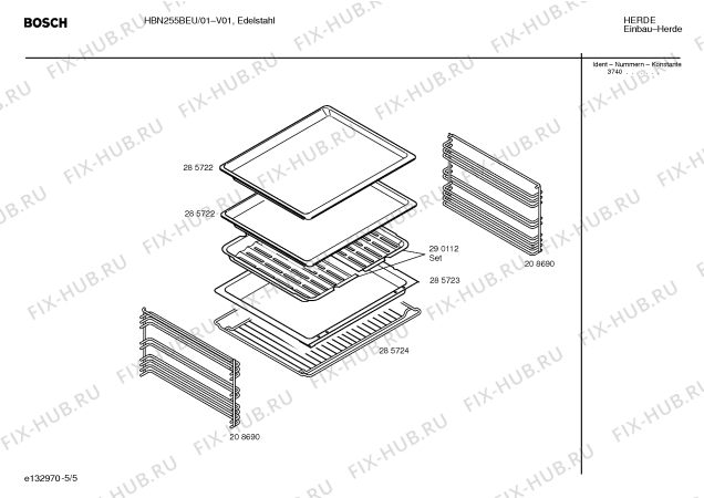 Взрыв-схема плиты (духовки) Bosch HBN255BEU - Схема узла 05