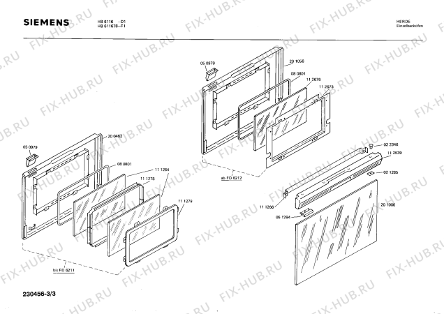 Взрыв-схема плиты (духовки) Siemens HB6116 - Схема узла 03