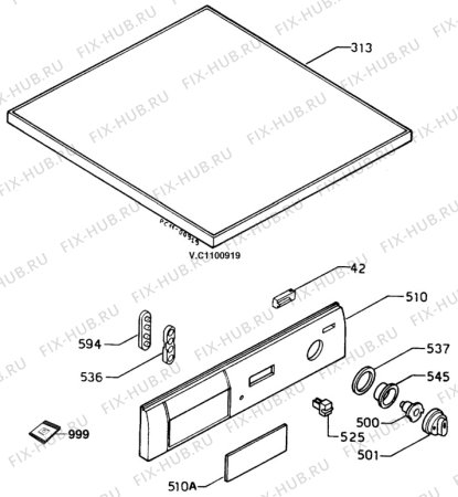 Взрыв-схема стиральной машины Unknown TD420E - Схема узла W40 Panel, top, users manual  ZP  C