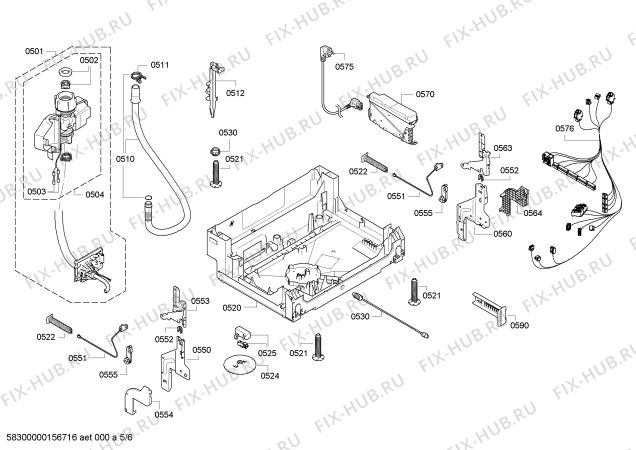 Взрыв-схема посудомоечной машины Bosch SMI86N45DE Exclusiv made in germany, Active Water Eco - Схема узла 05