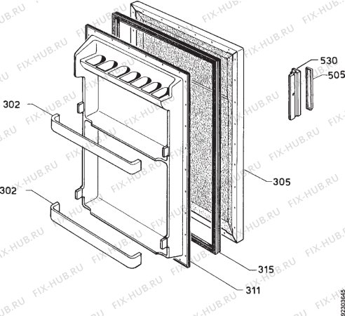 Взрыв-схема холодильника Castor C125 - Схема узла Door 003