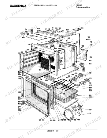 Взрыв-схема плиты (духовки) Gaggenau EB838100 - Схема узла 03