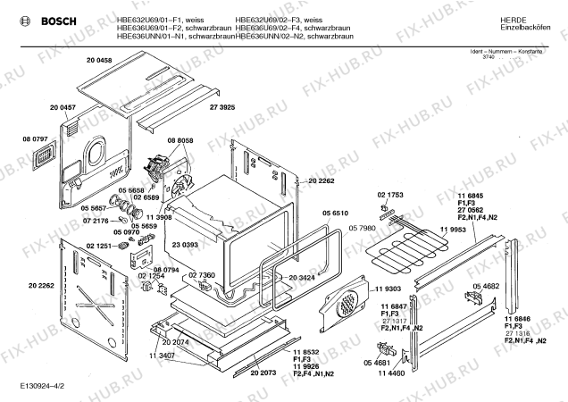 Взрыв-схема плиты (духовки) Bosch HBE632U69 - Схема узла 02