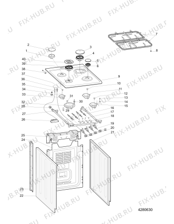 Взрыв-схема плиты (духовки) Indesit I6T52XAUS (F084786) - Схема узла