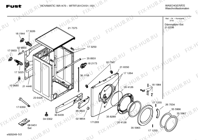 Взрыв-схема стиральной машины Novamatic WFRFU01CH Fust Novamatic WA1470 - Схема узла 02