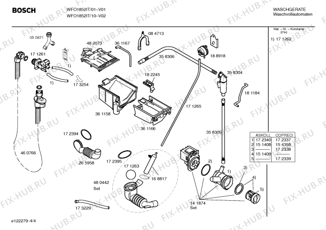 Взрыв-схема стиральной машины Bosch WFO1852IT Maxx Selecta WFO 1852 - Схема узла 04