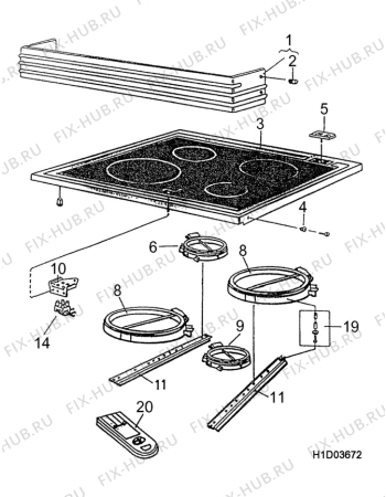 Взрыв-схема комплектующей Electrolux EK5260 - Схема узла H10 Hob