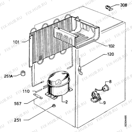 Взрыв-схема холодильника Faure FRI168W - Схема узла Cooling system 017