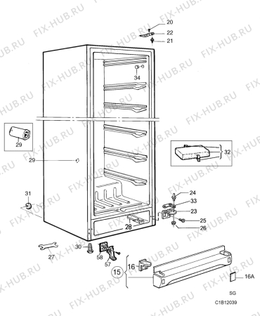 Взрыв-схема холодильника Husqvarna Electrolux QT305W - Схема узла C10 Cabinet