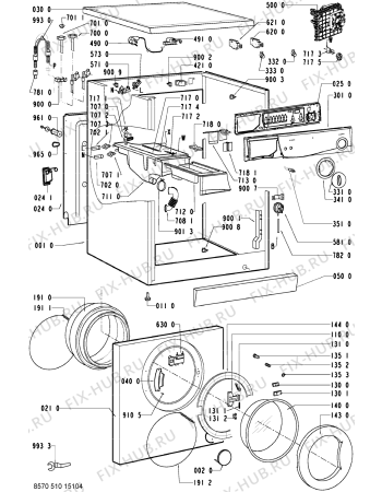 Схема №1 AWM 5050 с изображением Указатель для стиральной машины Whirlpool 481241458214