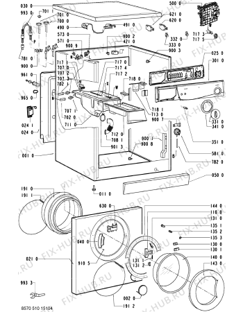 Схема №1 WAS 4540-D с изображением Индикаторная лампа для стиралки Whirlpool 481213448243