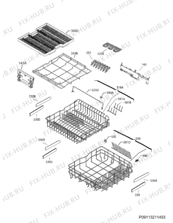 Взрыв-схема посудомоечной машины Aeg FSE82710P - Схема узла Basket 160