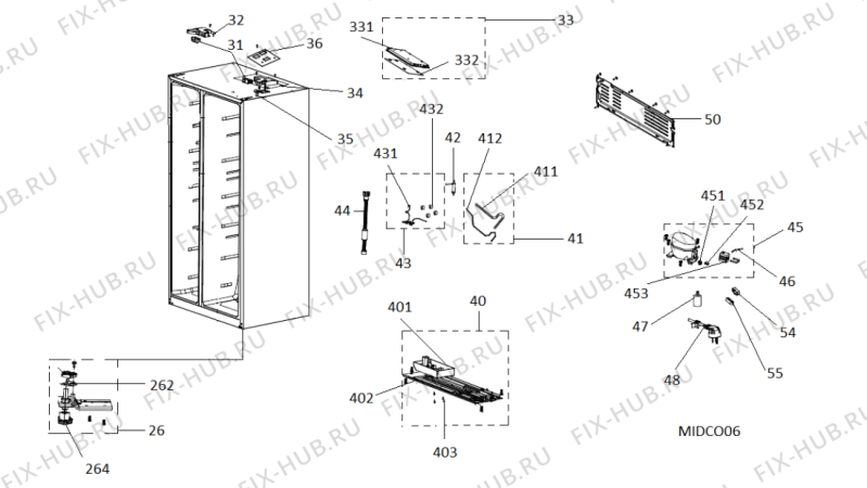 Схема №4 SXBHAE925 (F105543) с изображением Модуль (плата) управления для холодильной камеры Indesit C00512281