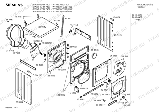 Схема №1 WT74070FF SIWATHERM 7407 с изображением Инструкция по установке/монтажу для сушильной машины Siemens 00523133