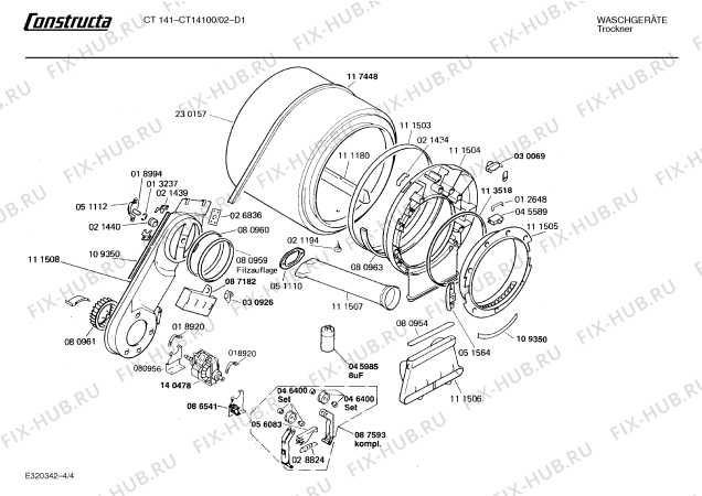 Взрыв-схема сушильной машины Constructa CT14100 CT 141 - Схема узла 04