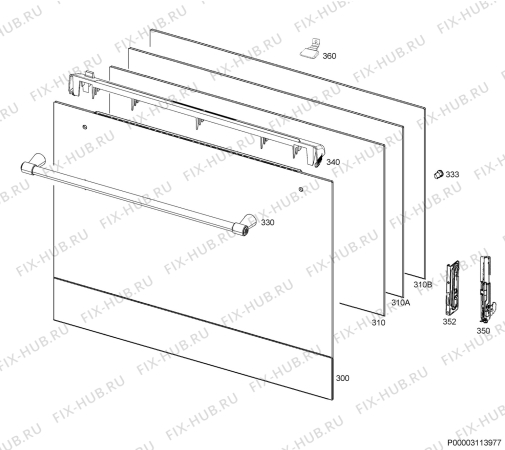 Взрыв-схема плиты (духовки) Ikea GRANSLOS 60352631 - Схема узла Door