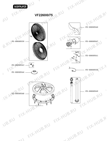 Схема №1 VF2260I0/75 с изображением Часть корпуса для ветродува Seb FS-00000569