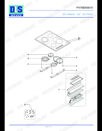 Схема №1 DHHS80II с изображением Пружина для плиты (духовки) DELONGHI TN1001