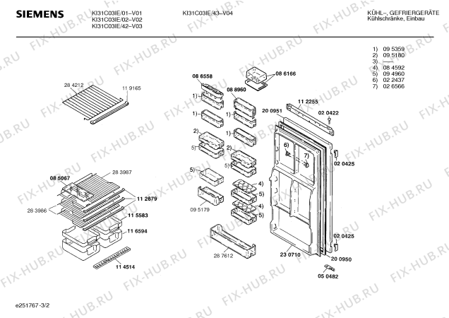 Взрыв-схема холодильника Siemens KI31C03IE - Схема узла 02