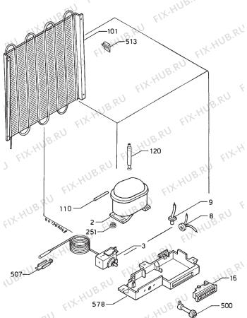 Взрыв-схема холодильника Tricity BF411W - Схема узла Refrigerator cooling system