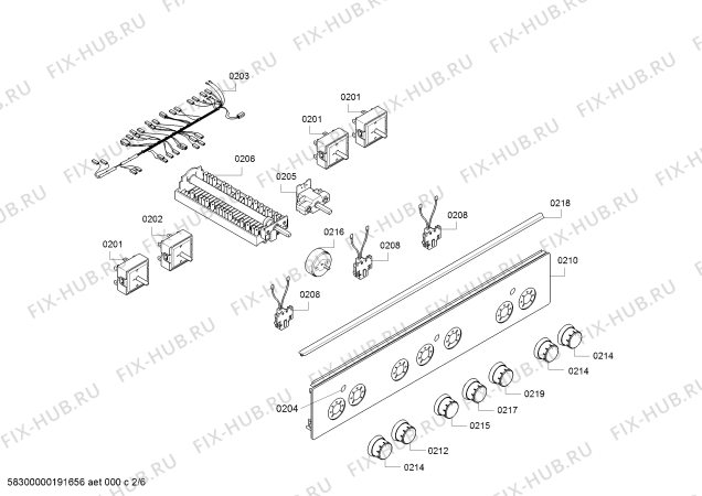 Взрыв-схема плиты (духовки) Bosch HCA633150E - Схема узла 02