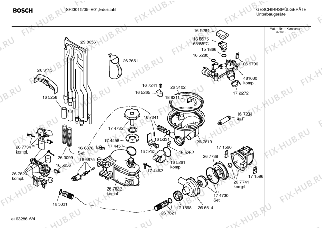 Взрыв-схема посудомоечной машины Bosch SRI3015 - Схема узла 04