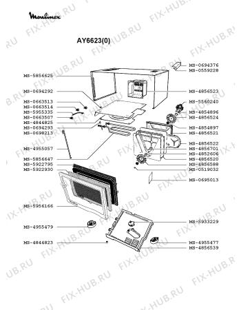 Взрыв-схема микроволновой печи Moulinex AY6623(0) - Схема узла 9P002297.7P2