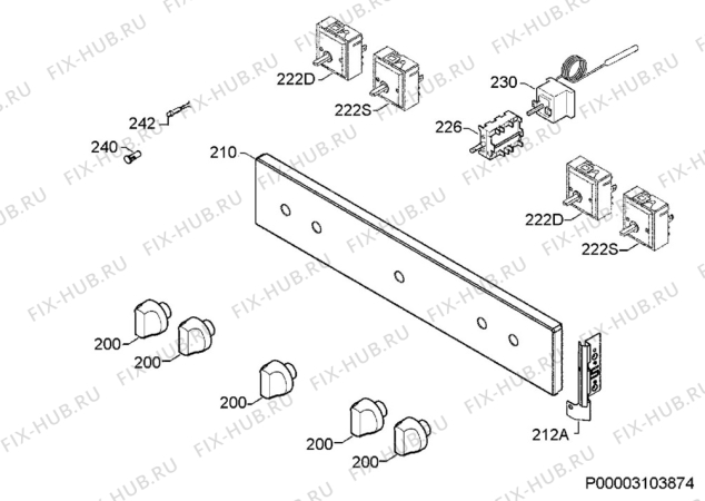 Взрыв-схема плиты (духовки) Zanussi ZOU10311XU - Схема узла Command panel 037