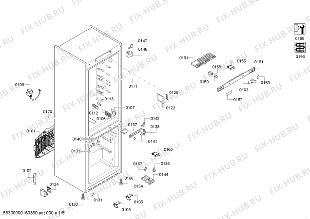 Схема №3 BD3056W2IN с изображением Дверь для холодильной камеры Bosch 00712197