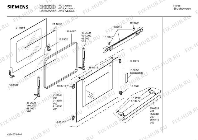 Взрыв-схема плиты (духовки) Siemens HB28065GB - Схема узла 04