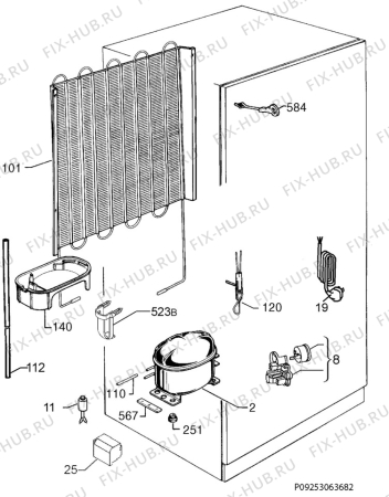 Взрыв-схема холодильника Juno JCU17820S5 - Схема узла Cooling system 017