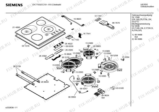 Схема №1 EK77552CC с изображением Модуль для духового шкафа Siemens 00264622