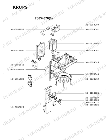 Взрыв-схема кофеварки (кофемашины) Krups F8634370(0) - Схема узла MP001834.6P3