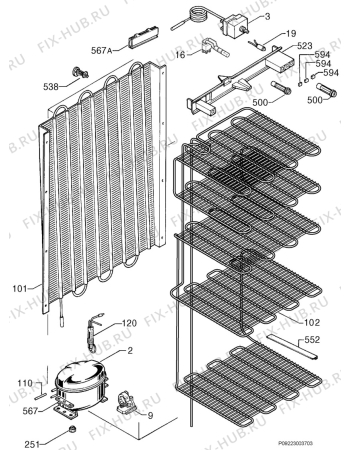 Взрыв-схема холодильника Zanussi Electrolux ZEUC2120 - Схема узла Cooling system 017