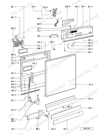 Схема №1 ADP 2556/1 WHM с изображением Панель для посудомоечной машины Whirlpool 481245370727