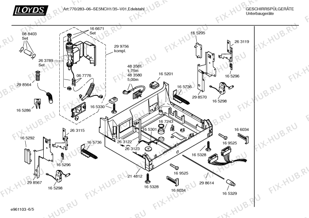 Взрыв-схема посудомоечной машины Lloyds SE5NCH1 Art:770/28306 - Схема узла 05