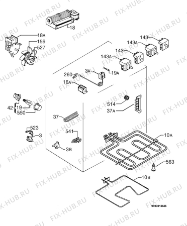 Взрыв-схема плиты (духовки) Zanussi ZOU661QN - Схема узла Electrical equipment 268