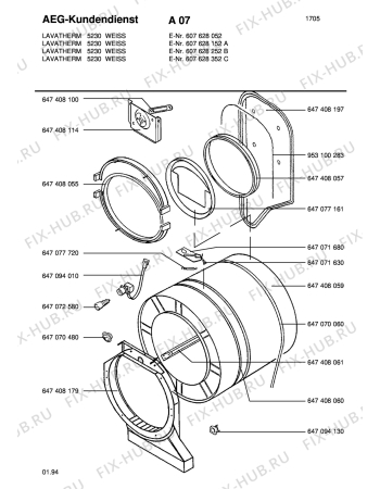 Взрыв-схема стиральной машины Aeg LTH5230-W - Схема узла Drum