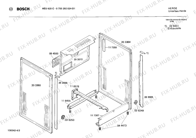 Схема №3 0750292024 HEU620C с изображением Панель для плиты (духовки) Bosch 00117410