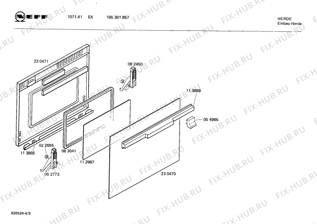 Взрыв-схема плиты (духовки) Neff 195301857 1071.41SX - Схема узла 03
