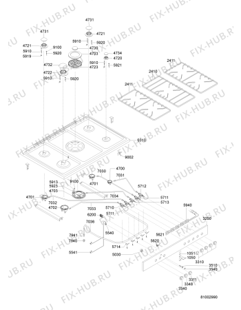 Взрыв-схема холодильника Whirlpool 40182300PA11 (F090766) - Схема узла