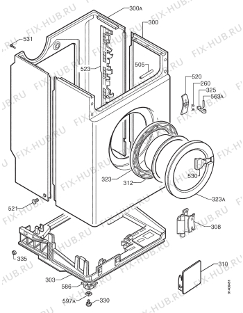 Взрыв-схема стиральной машины Zanussi FLS1185QAL - Схема узла Cabinet + armatures